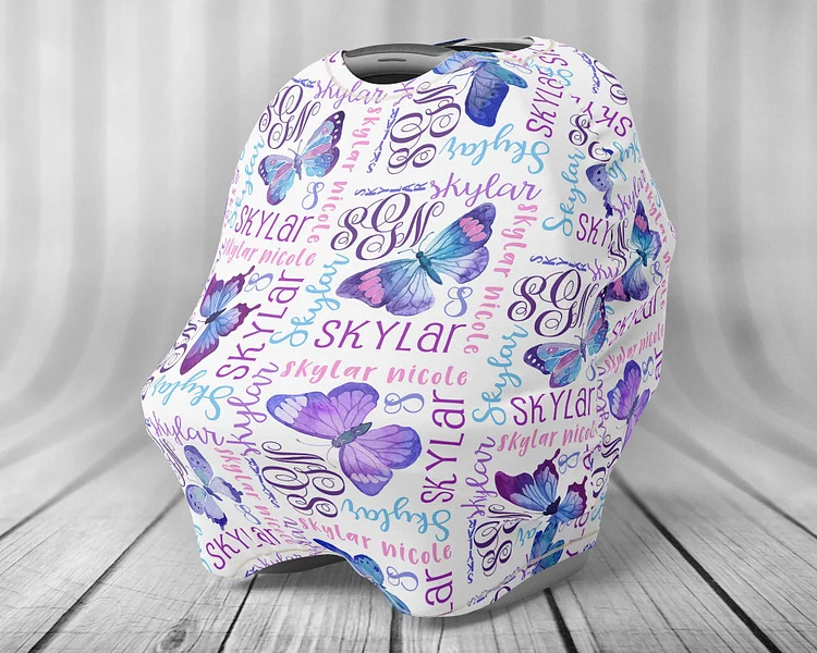 Personalized Butterfly Baby Car Seat Canopy| Canopyl130