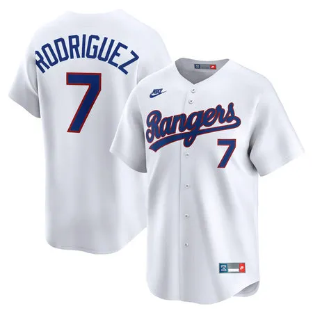 Men's Texas Rangers #7 Ivan Rodriguez Nike White Throwback Cooperstown Collection Limited Jersey
