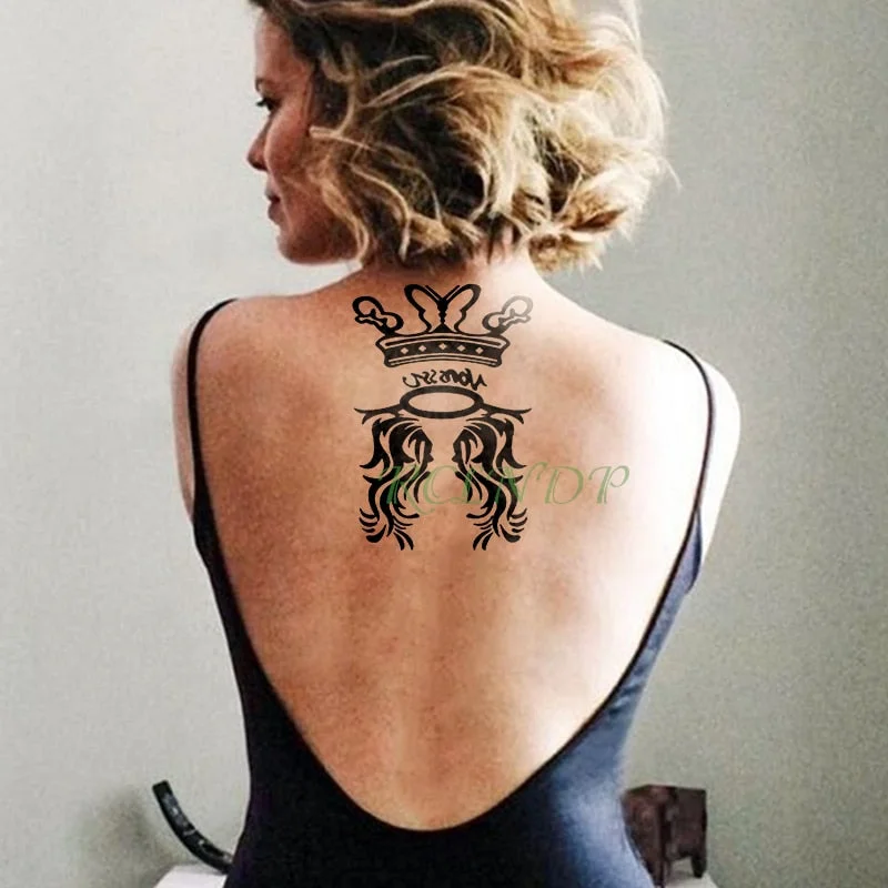 Waterproof Temporary Tattoo Sticker Skull head Clock Fake Tatto Flash Tatoo Back Leg Arm belly big size for Women girl Men