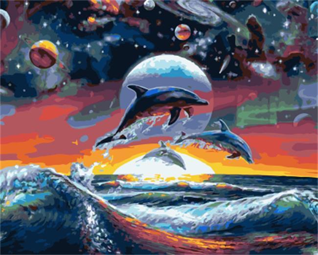 

Dolphin At night – Paint By Numbers - 40*50CM, 501 Original