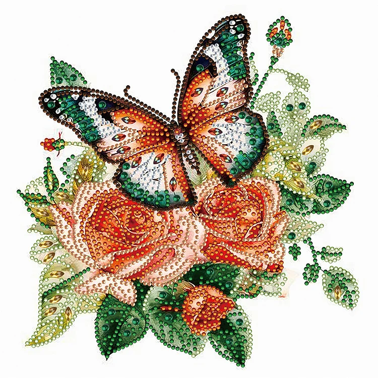 Green Butterfly 30*30CM(Canvas) Special Shaped Drill Diamond Painting gbfke