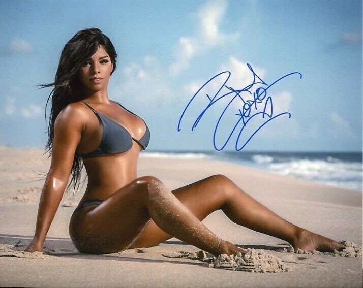 Renee Michelle autographed 8x10 WWE Impact AEW gray bikini #6