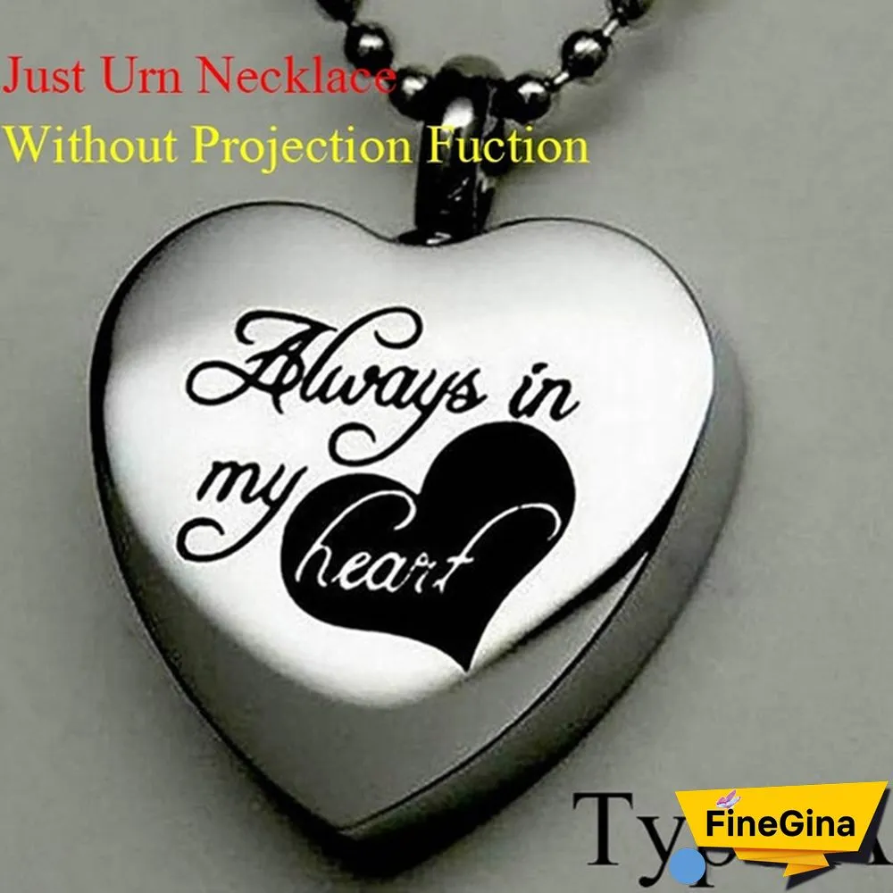 Projection 100 Languages I Love You Pendant Titanium Steel Funeral Cremation Pendant Keepsake Heart Urn Necklace For Ashes Memorial Jewelry Mementos With Funnel Kit