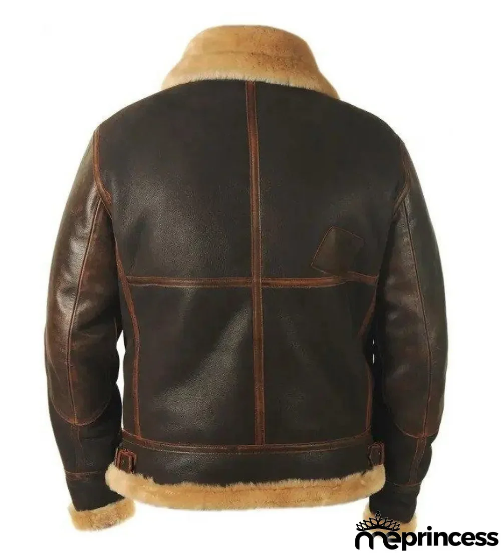 Fall/Winter Brown Turndown Collar Zippered Scoop Pockets Zippered Fit Youth Casual Jacket