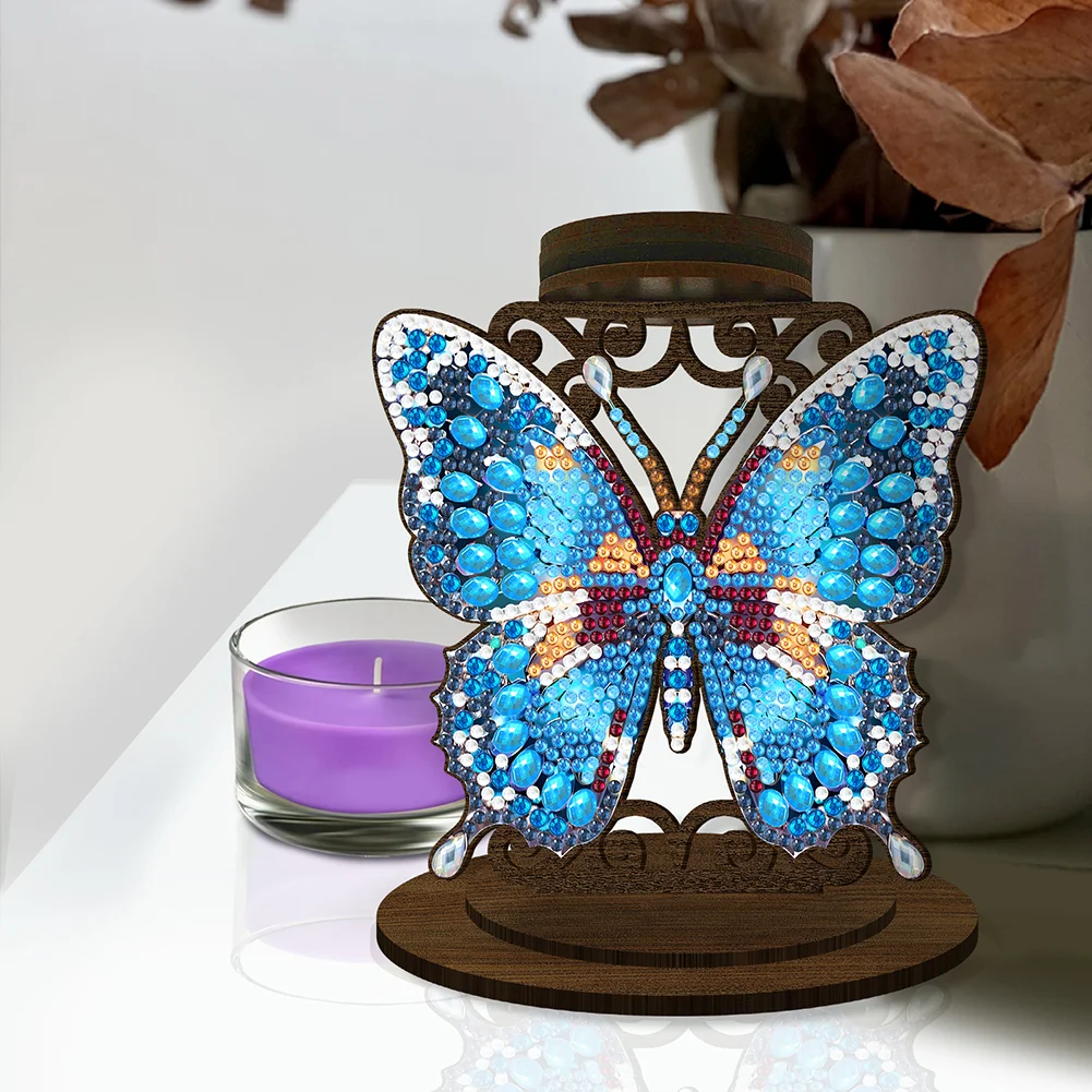 5D DIY Butterfly Desktop Diamond Painting Art Candle Holder Home Decor 