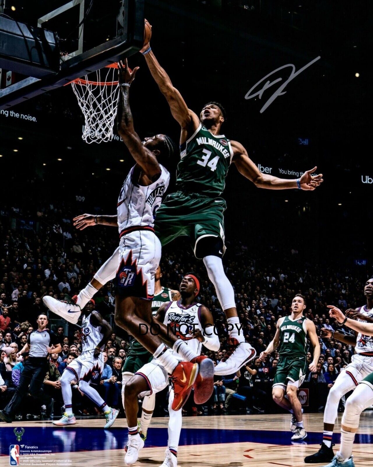 Giannis Antetokounmpo Milwaukee Bucks Signed 8x10 Photo Poster painting vs Toronto REPRINT