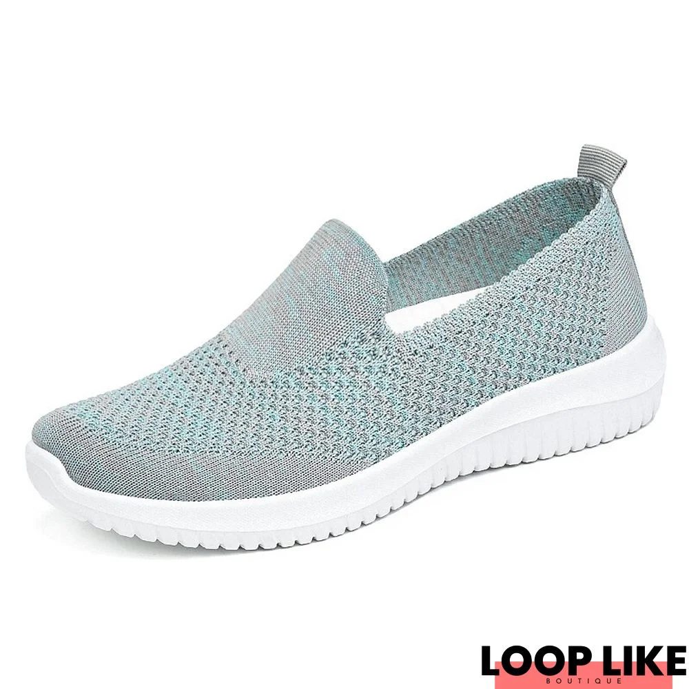 Women's Sneakers Slip-Ons Comfort Shoes Plus Size Outdoor Daily Flat Heel Round Toe Casual Minimalism Mesh Loafer Solid Color Light Blue Black Red