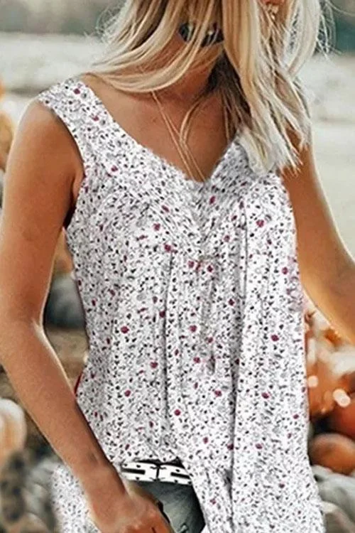 Floral V Neck Tank Top