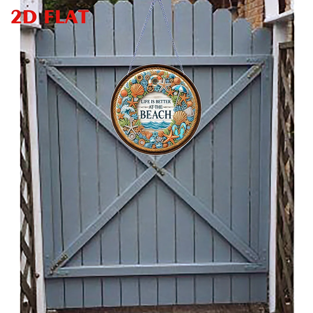 Seashell 2D Flat DIY Diamond Art Pendant for Adults Gift Home Window Wall Decor