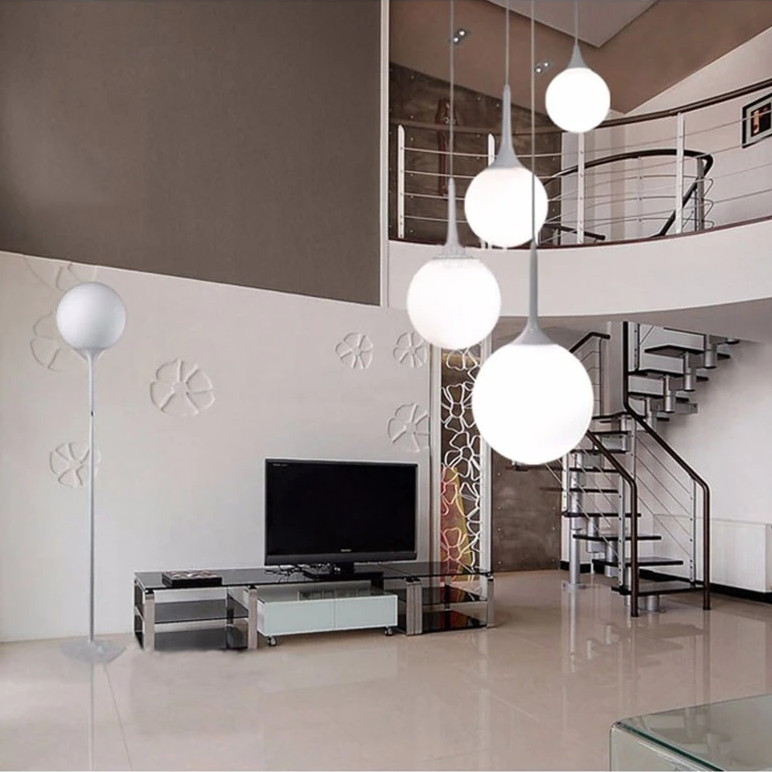 Loft Simple Milk White Glass Ball Pendant Light LED E27 Modern Hanging Lamp With 6 Size For Living Room Bedroom Lobby Hotel Shop