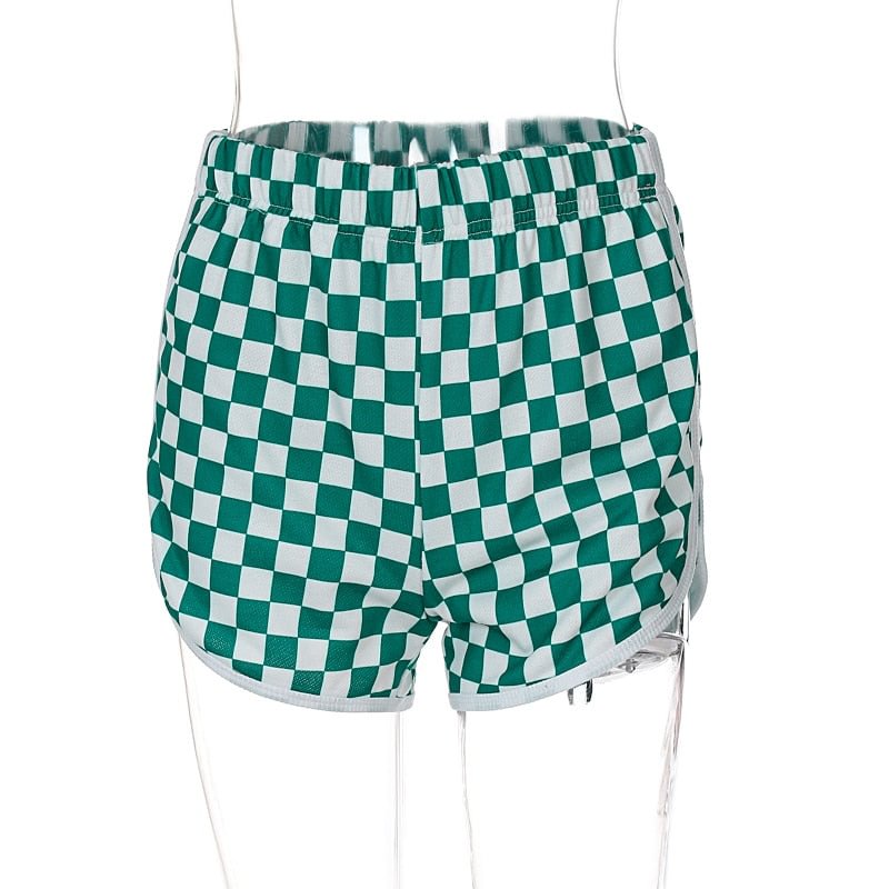 Dulzura 2021 Autumn Winter Women Plaid Checkered Print Casual Patchwork Shorts Sporty Streetwear Bottoms Fashion