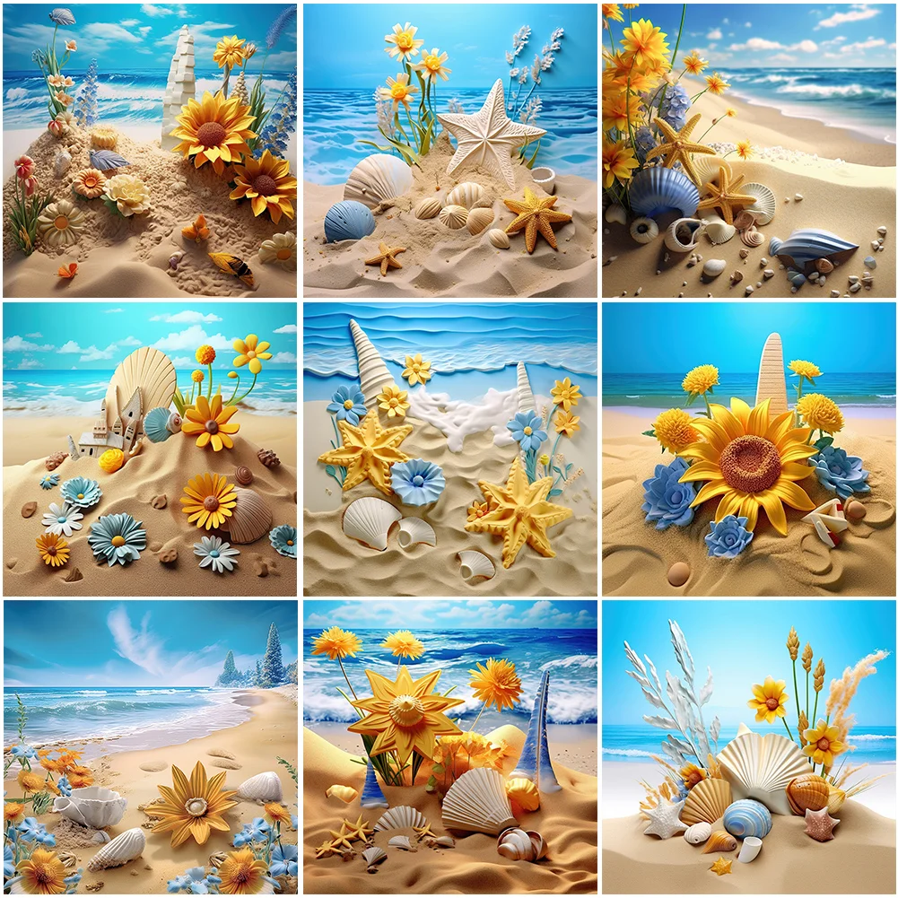 Diamond Painting Beach starfish and shells 1 004, Full Image - Painting