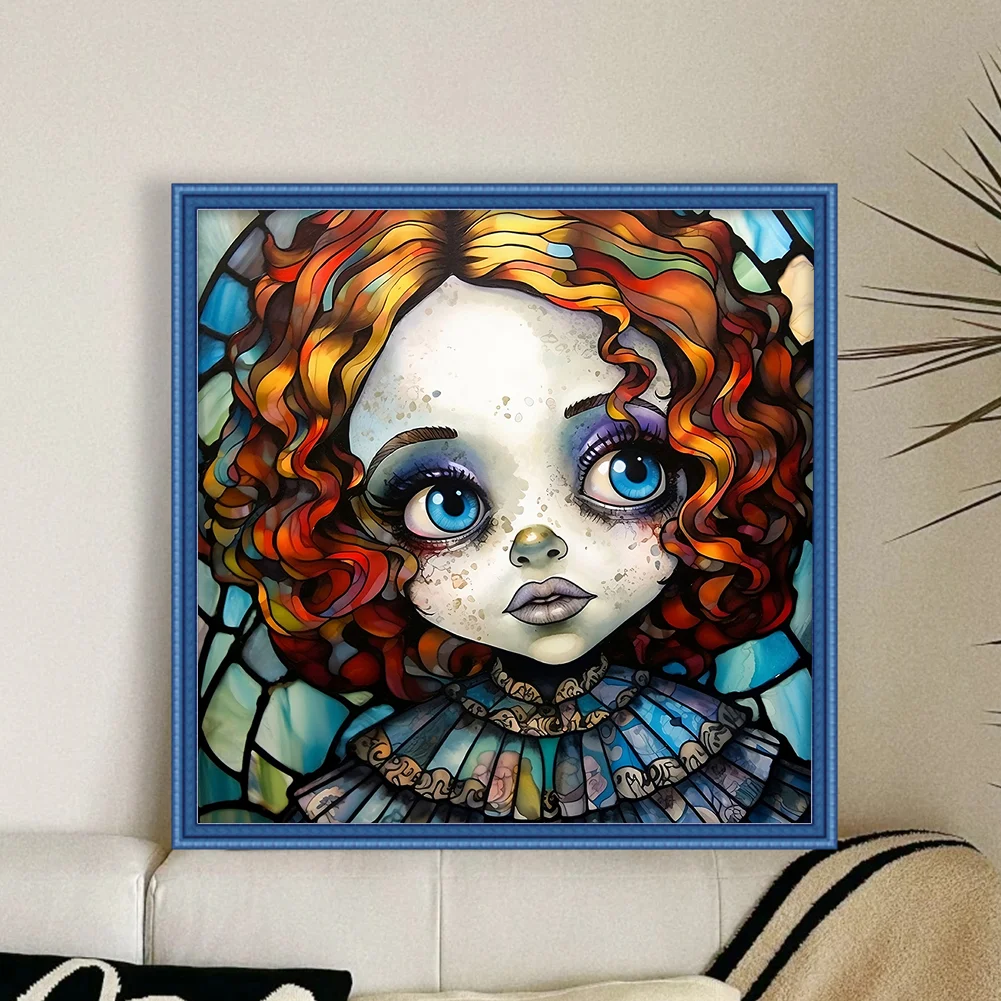 11CT Full Stamped&nbsp;Cross Stitch - Big Eyes Doll(Canvas|40*40CM)