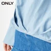 ONLY Brand 2018 NEW summer cotton67% casual solid color slah neck asymmetrical hem tops women denim shirts |117362502