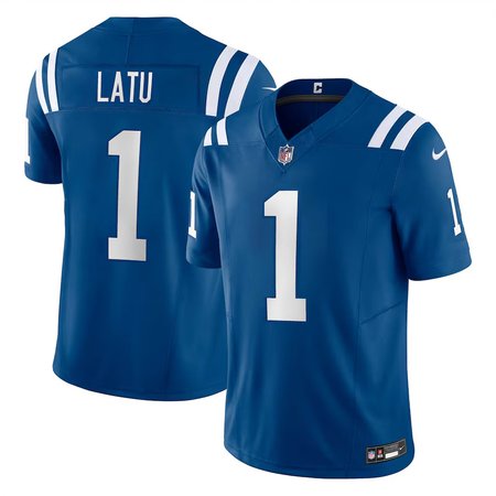 Men's Indianapolis Colts Laiatu Latu  Royal 2024 NFL Draft First Round Pick Player F.U.S.E. Vapor Untouchable Limited Stitched Football Jersey