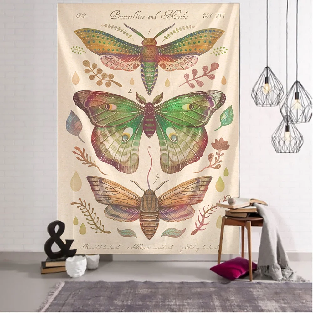 Simple Tarot Flower Butterfly Pattern Tapestry Blanket Psychedelic Witchcraft Wall Hanging Bohemia Gypsy Home Bedroom Decorating