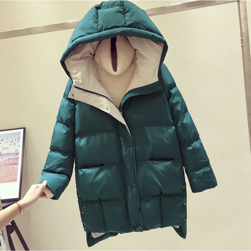 Winter Jacket Coat Women 2020 New Hooded Thick Warm Cotton Padded Mid Long Outerwear Casual Plus Size Loose Winter Coat Parkas
