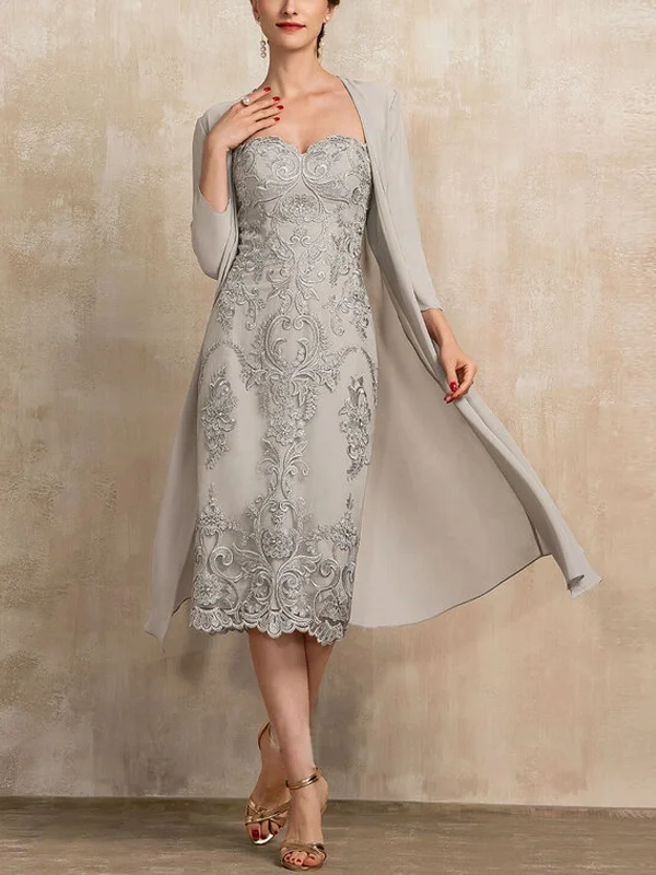 Lace Solid Color Dress Top Suit