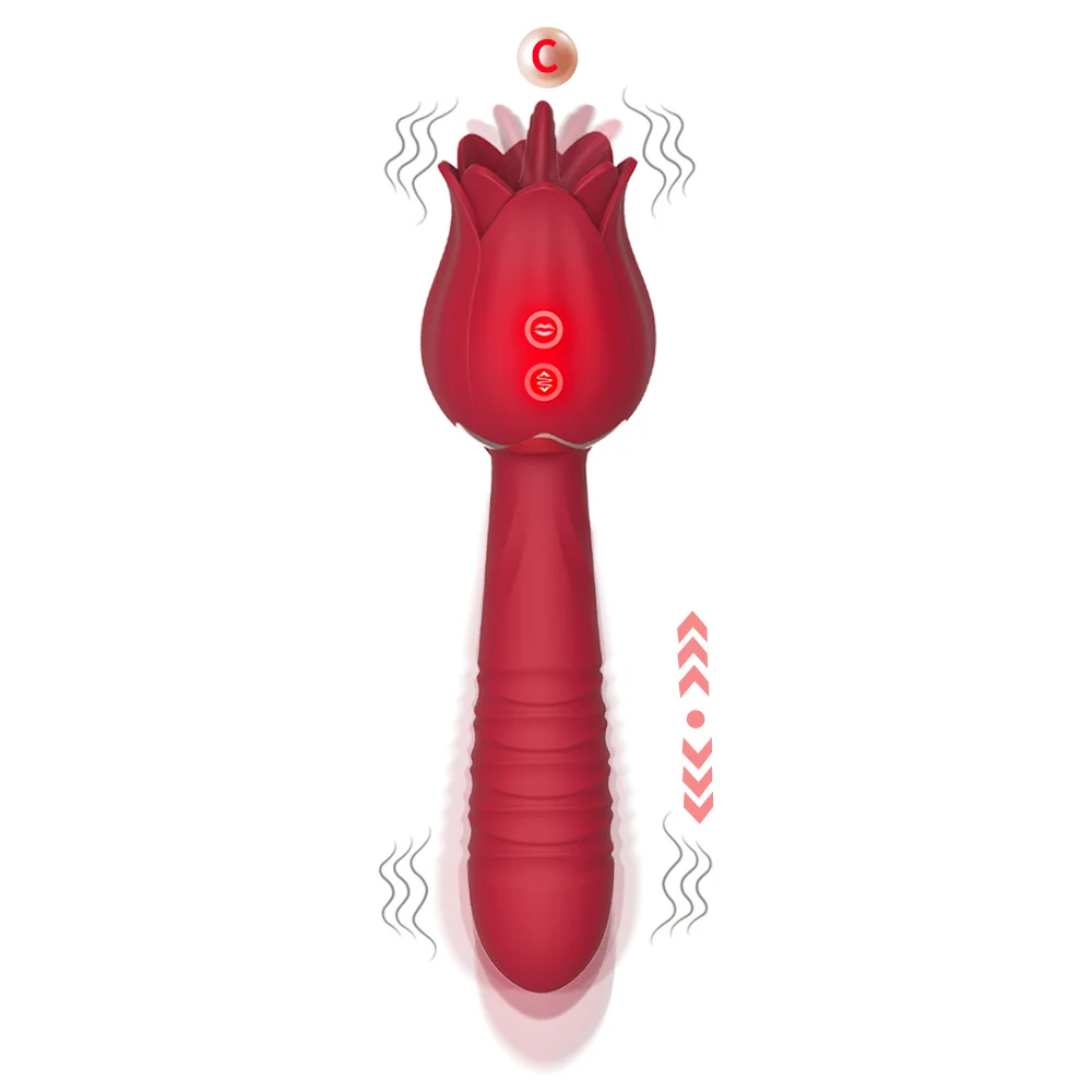 Vavdon - Female Masturbation Rose Toy - Tongue Licking Nipples Clit G-Spot Stimulation Vibrator - RS-04