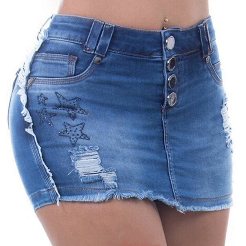 Jean Shorts Women Summer Denim Skirt Shorts High Waist Skinny Ripped Washed Jeans Fashion Button Design Streetwear Plus Size