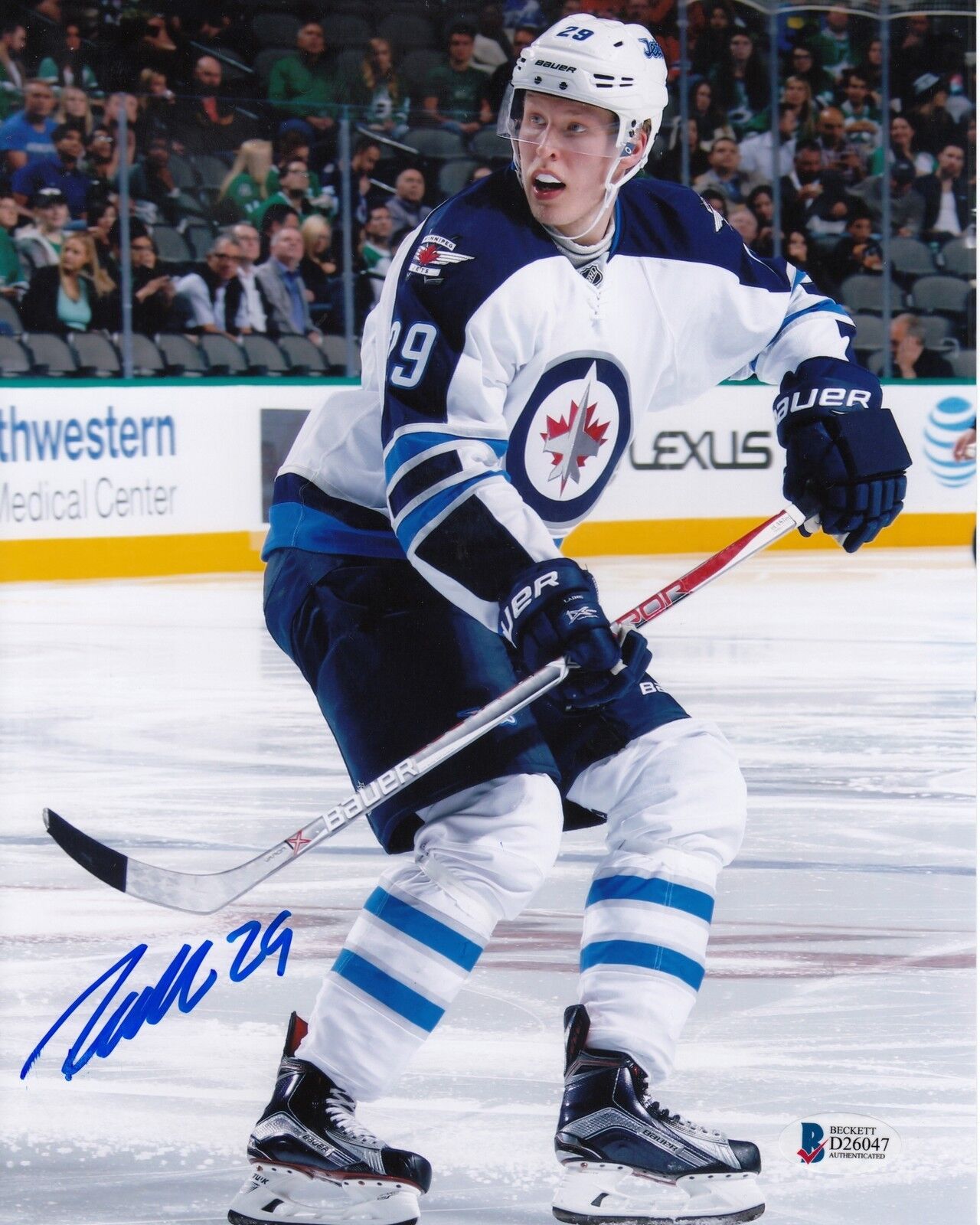 Patrik Laine #2 8x10 Signed 8x10 Photo Poster painting Beckett Winnipeg Jets 090918