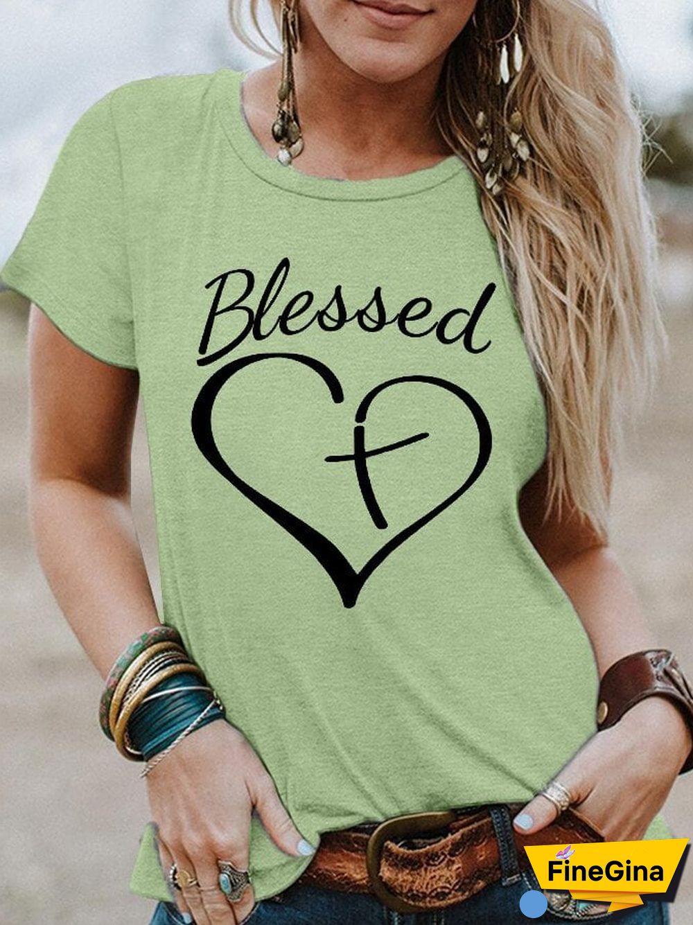 Women's Blessed Print Tee Shirt