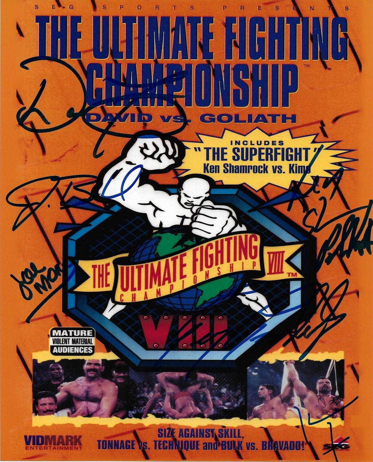 Ken Shamrock Don Frye Kimo Leopoldo Jerry Bohlander +3 Signed UFC 8 8x10 Photo Poster painting