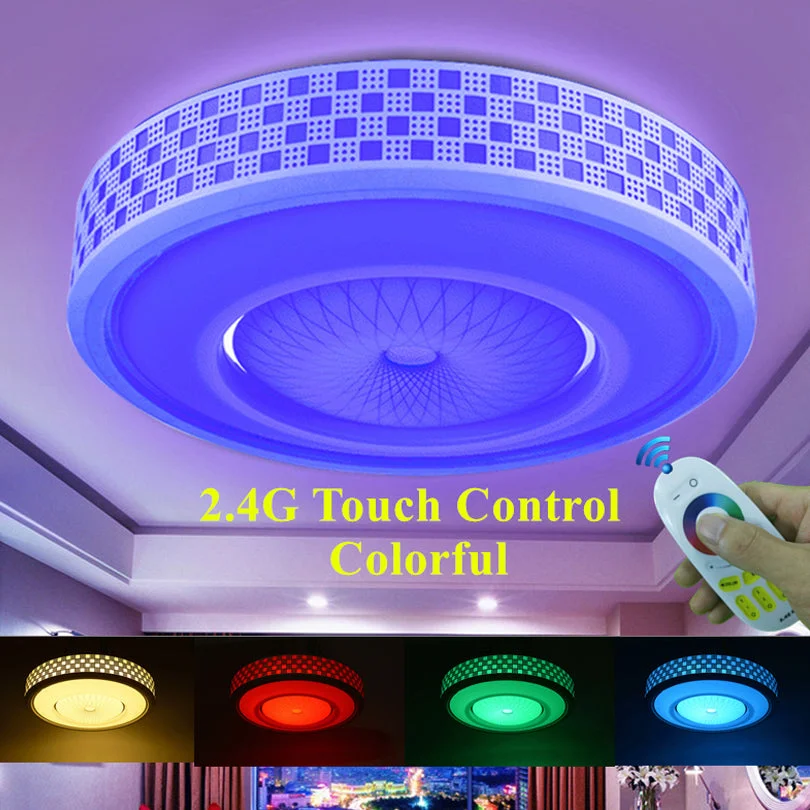 LED Colorful 2.4G Remote Touch Control Ceiling Light 12W 24W 36W RGB+Warm White+Cold White Dimming Light For Living room