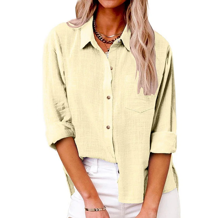 VChics Women's Loose Simple Long Sleeve Shirts