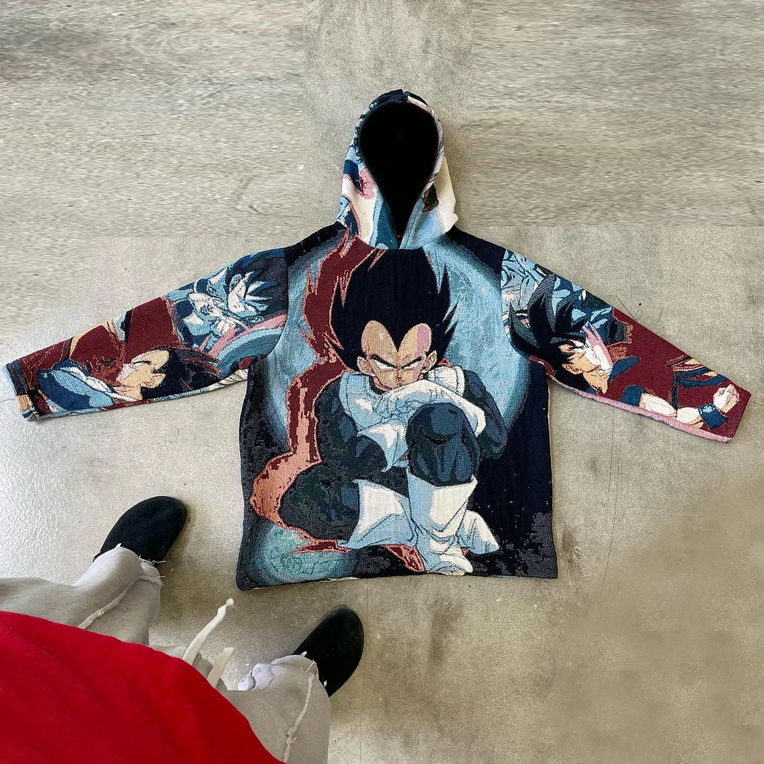 Casual anime pattern retro hoodie