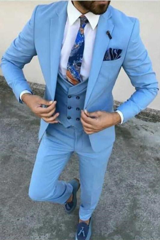 Classic Three Pieces Business Casual Man's Suit For Prom With Notched Lapel | Ballbellas Ballbellas