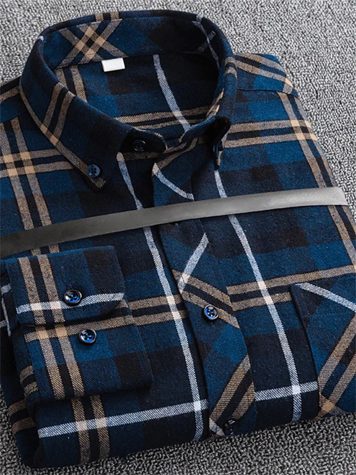 Men's Dress Shirt Button Up Shirt Plaid Shirt Collared Shirt Tartan Collar Turndown A B C D E Wedding WorkWear Long Sleeve Button-Down Clothing Apparel Business Simple