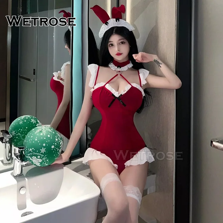 【Wetrose】In Stock Christmas Bunny Girl Costume Cosplay Santa Sexy Lingerie