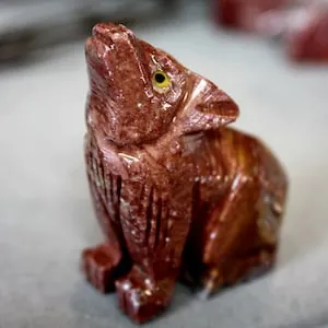 pornhint Pornhint Howling Red Wolf Chunky Crystal Rhyolite Totem Spirit Animal Fetish Soapstone Figurine USA 7336