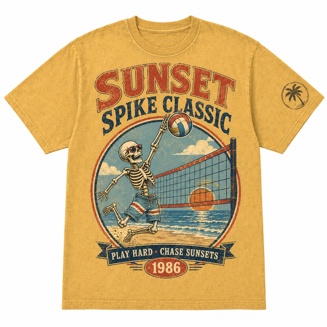 Surf Sunset Spike Classic Cotton T-Shirt