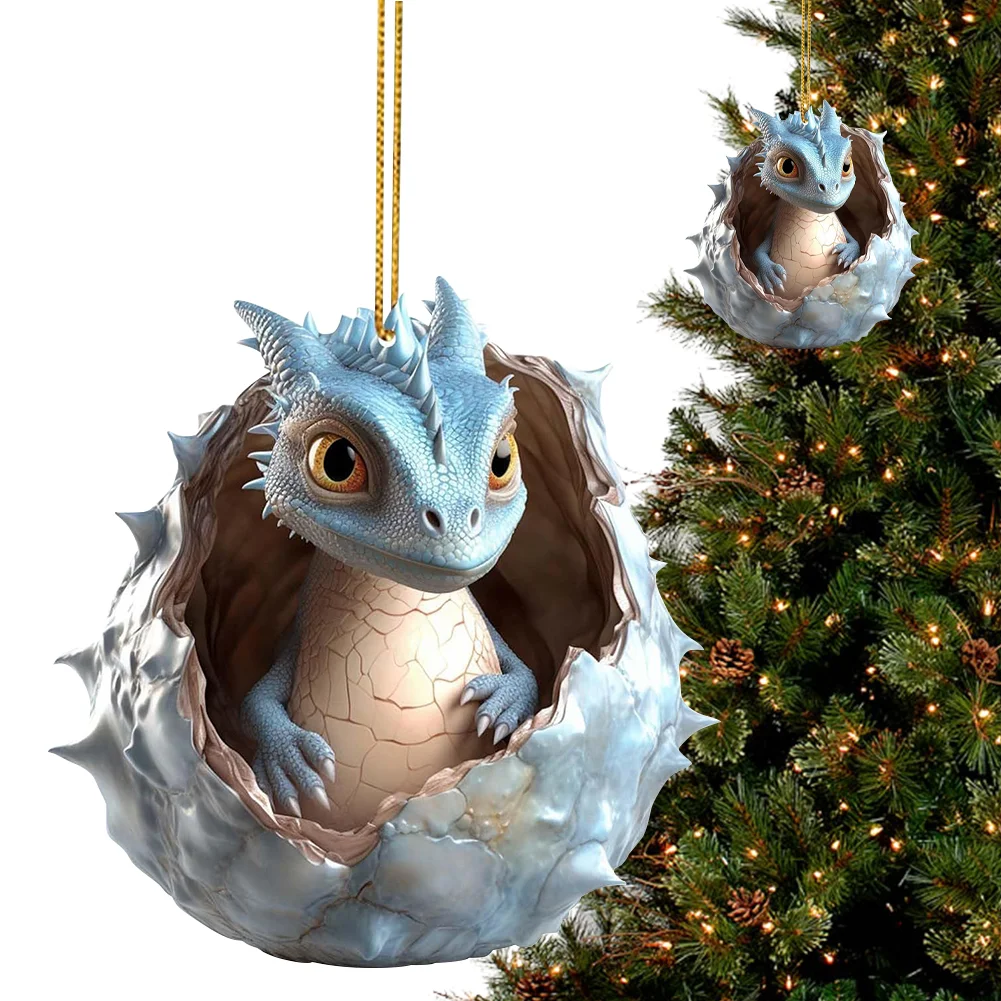 Christmas Dragon Baby Egg Ornaments Acrylic Dragon Egg Pendants for Car Backpack