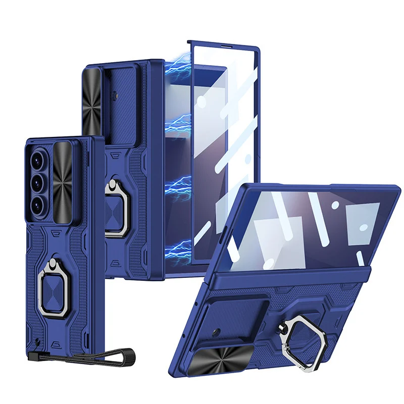 Suitable For Samsung Zfold7 Mobile Phone Case Sleeve Push Window Lens Ring Bracket Pen Slot Protective Cover Diamond Magnetic Adsorption Pen