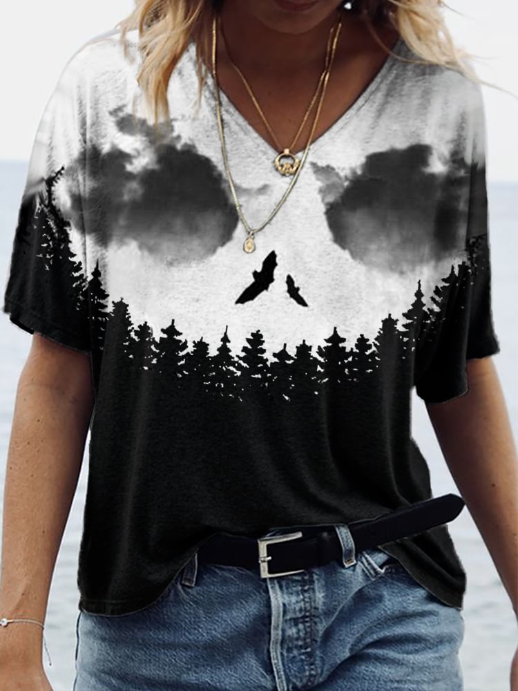 Halloween Spooky Face Inspired Dark Forest T Shirt
