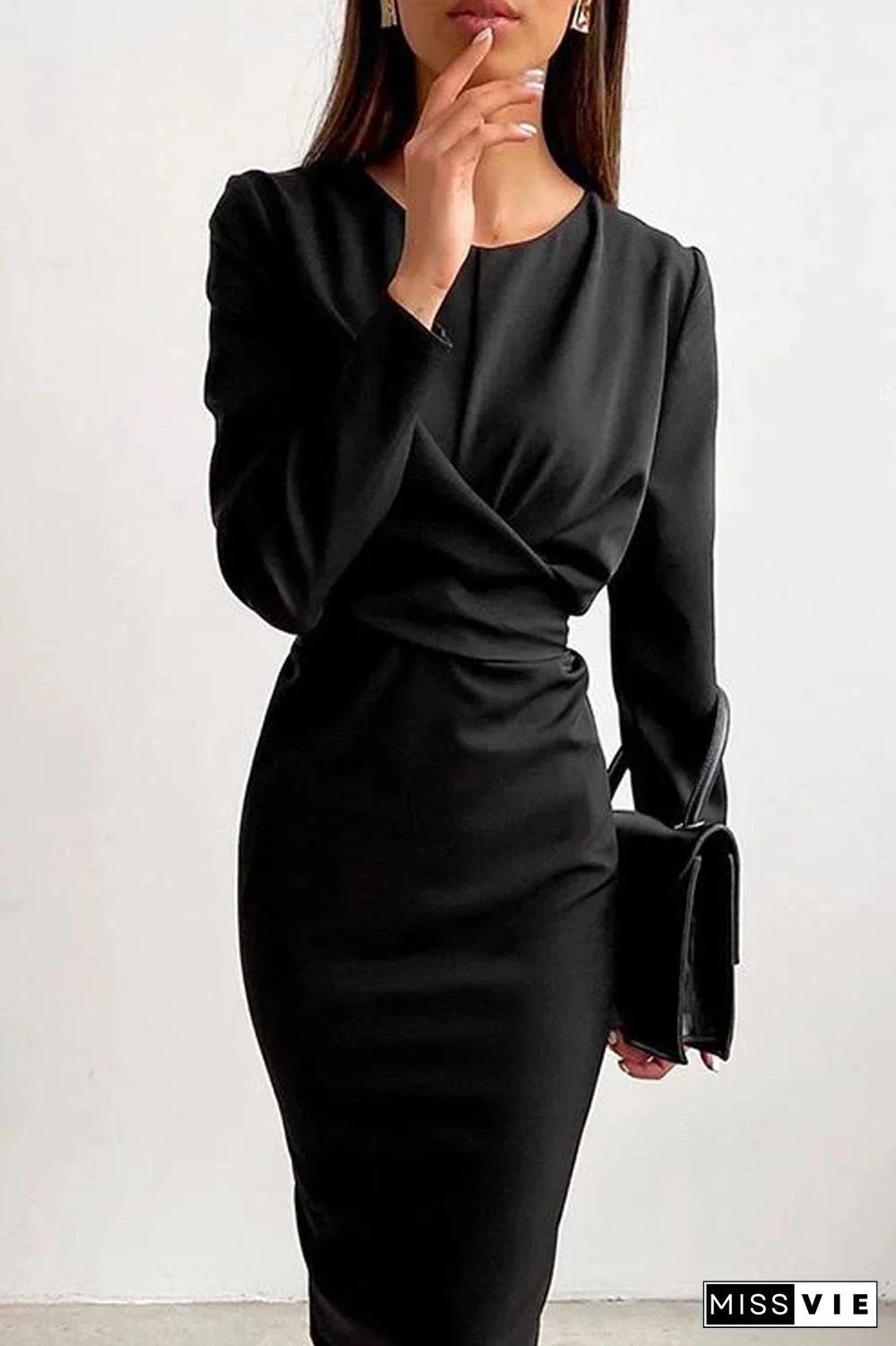 KarliDress Front Cross Slit Back Pencil Dress P12553