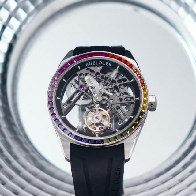 Agelocer Free-Sprung Balance Flying Tourbillon Rainbow-Bezel Swiss