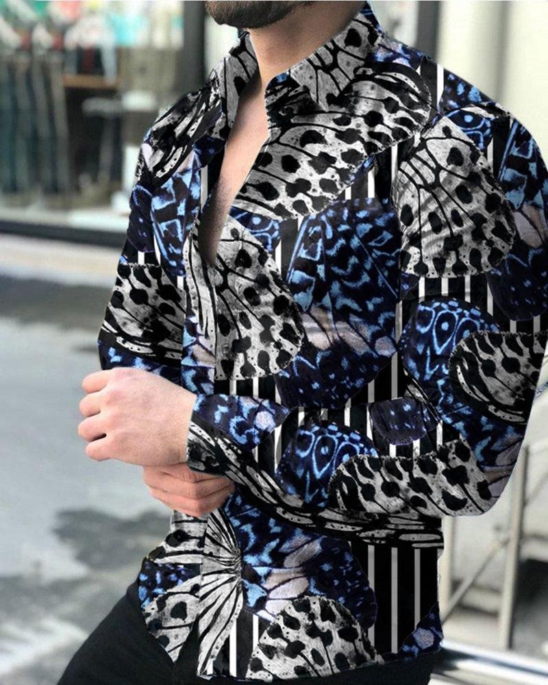 Men's Casual Printed Long-Sleeved Shirt06
