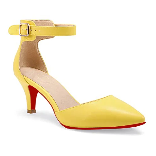 55mm Red Bottom Kitten Heels Low Heels Open Toe Ankle Strap Heeled Sandals Dress Shoes VOCOSI VOCOSI