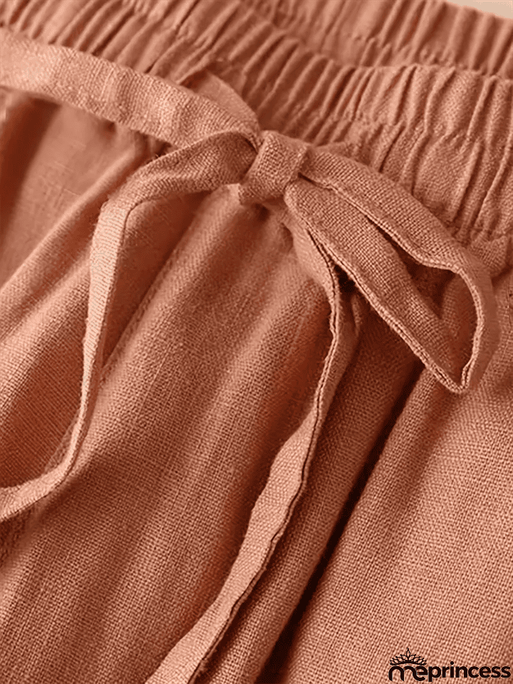 Leisure Linen High-Rise Oversized Pants for Women