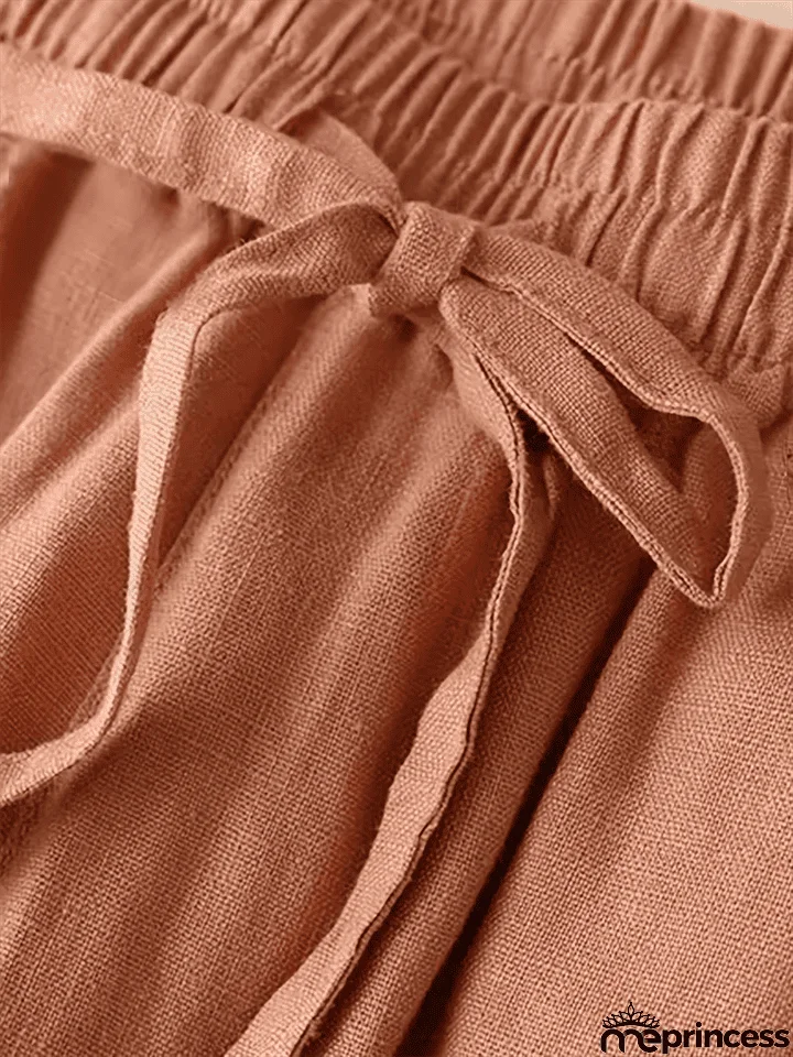 Leisure Linen High-Rise Oversized Pants for Women