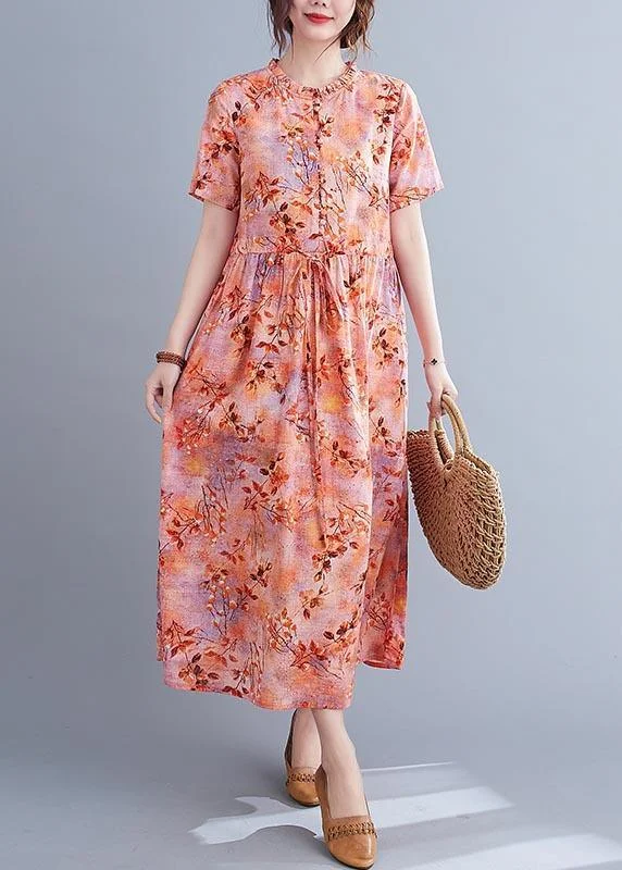 Organic Print Tie Waist Chiffon Ruffled Summer Maxi Dress ( Limited Stock)