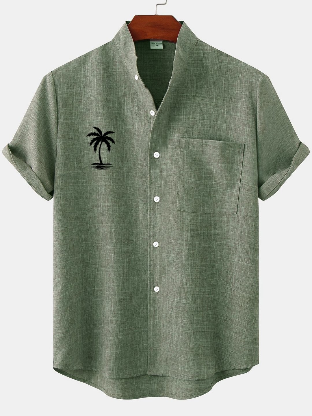 Men's Casual Hawaiian Simple Palm Tree Coconut Print Shirt