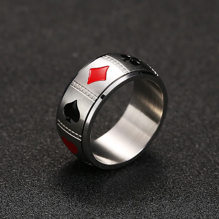 8mm Playing Card Stainless Steel Ring