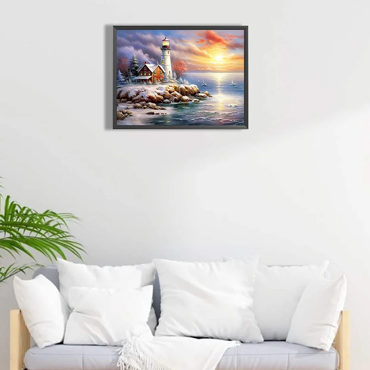 Full Round Drill Diamond Painting -Seaside Lighthouse - 40*30cm