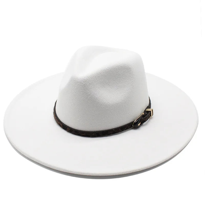 New Autumn And Winter Wool 9.5cm Big Brim Jazz Hat Men’s And Women’s Heart Top Chain Hat Felt Hat
