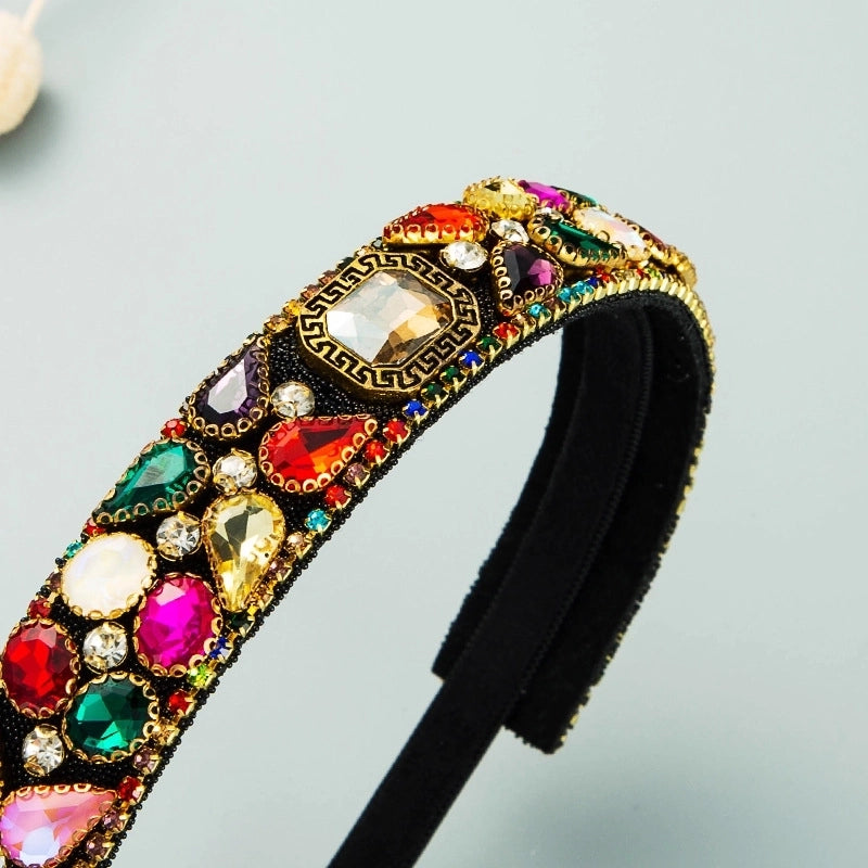 Women’s Casual Vacation Classic Style Color Block Alloy Rhinestone Glass Inlay Rhinestones Hair Band